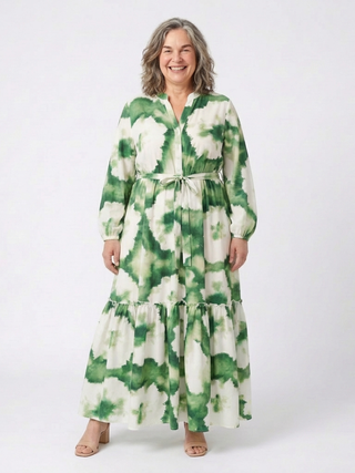 Sabine - Maksikleid su ilgomis rankovėmis ir juosmens mazgu